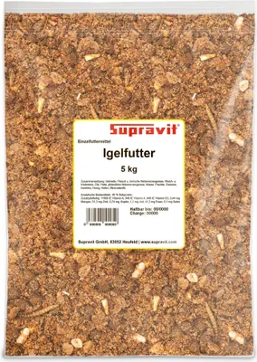 Produktbild von Supravit Igelfutter mit Insekten 5 kg | Artgerechtes Igel Futter mit Mehlwürmer, Krebstiere, Früchte & Gemüse