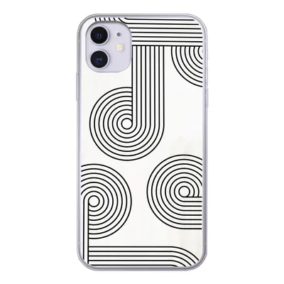 Produktbild von MuchoWow® Handyhülle Schutzhülle Hülle für iPhone 11 Abstrakt - Schwarz - Weiß - Kreis Silikon Softcase Handy Hülle - Handytasche