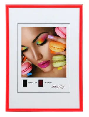 A framed picture of a woman's face with macarons.