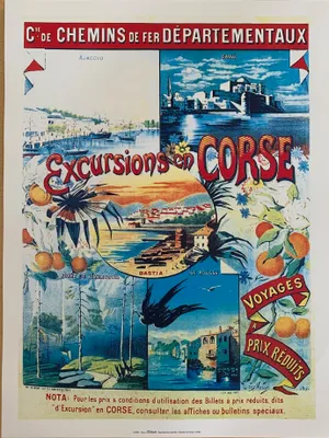 Image de Excursions en Corse - Chemins de Fer Départementaux - 30x40cm Affiche Poster