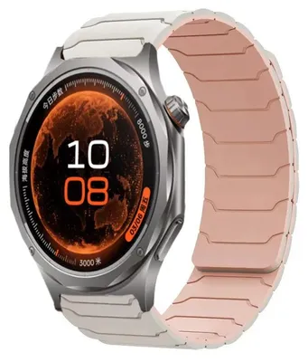 Zdjęcie produktu dla Opaska do smartwatcha - silikonowa - z magnetycznym zapięciem - oddychająca - 20/22 mm - kompatybilna z zegarkami OnePlus Watch 4/3/2 - kolor: róż "Starlight"