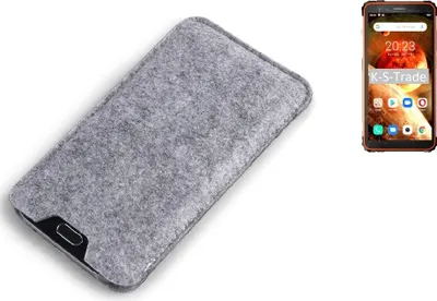Produktbild von K-S-Trade Filz Handyhülle kompatibel mit Blackview BV6600 Schutzhülle Filztasche Filz Tasche Case Sleeve Handy Hülle Filzhülle grau
