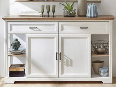 Produktbild von Sideboard Beistellschrank Anrichte Standschrank Kommode Schrank "Jillana II" Pinie hell / Artisan Eiche