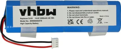 Produktbild von vhbw Akku kompatibel mit Ecovacs Deebot DJ36, DJ35, DK36, DK35, DN520, DK520, DN55 Saugroboter (3200 mAh, 14,4 V, Li-Ion)