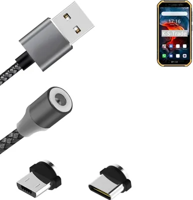 Produktbild von K-S-Trade Hochwertiges Magnet-Lade-kabel Sync-Kabel Daten-Kabel für Ulefone Armor X7 Pro mit USB-Typ-C-Anschluss und Micro-USB-Anschluss 2A bis zu