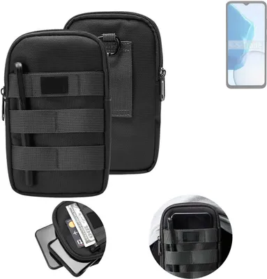 Produktbild von K-S-Trade Holster Gürtel Tasche kompatibel mit Doogee N55 Handy Tasche Schutz Hülle dunkel-grau viele Fächer, 1x