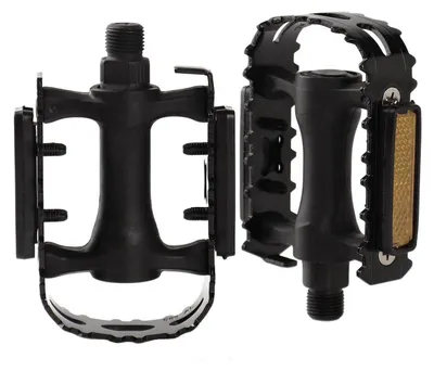 Image de Pédales de vélo, 1 paire, antidérapantes, avec réflecteurs, en alliage d'aluminium, noires, pour VTT, vélo de course, vélo de ville, vélo de fitness