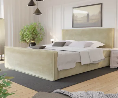 Produktbild von Boxspringbett Schlafzimmerbett CELES 180x200cm Stoff Monolith Creme