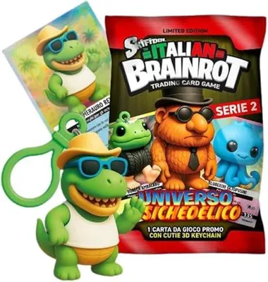 Produktbild von Skifidol Italian Brainrot – Überraschungsbeutel mit Schlüsselanhänger 3D-Action-Figur + 1 Promo-Spielkarte – Psychedelisches Universum – Serie 2