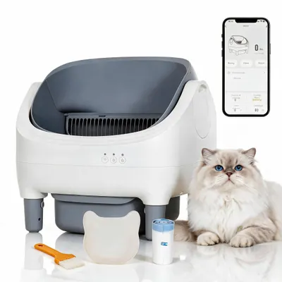 Produktbild von HAUSPROFI Selbstreinigendes Katzentoilette XXL, 10,5L Großer Abfallbehälter, APP Steuerung mit 7-fach Sicherheitssensoren, Geruchskontrolle, Leise