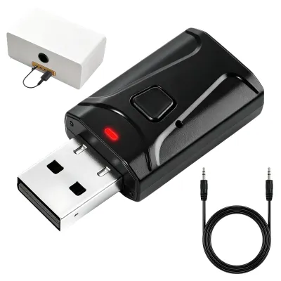 Immagine prodotto di Adattatore Bluetooth 5.0, trasmettitore e ricevitore 2-in-1, audio AUX da 3,5 mm con alimentazione USB