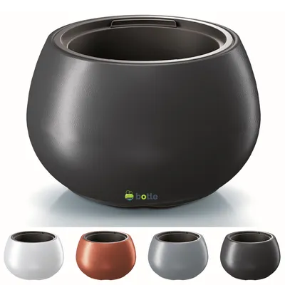 Obrázok produktu pre Květináč masívny okrúhly antracitová 37 x 23cm s vložkou 8L