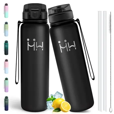 Produktbild von Trinkflasche Edelstahl 1l, Auslaufsicher, Thermosflasche Schwarz, Isolierte