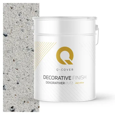 Immagine prodotto di Intonaco decorativo con mica 15 kg - Grigio chiaro con mica nera D902 - Intonaco strutturato per interni ed esterni, resistente alle intemperie Q-COVER