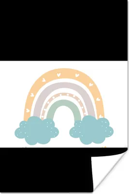 Produktbild von MuchoWow® Poster Regenbogen - Herzen - Wolken - Punkte - Pastell - Kinder 60x40 cm - Schlafzimmerdekoration