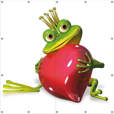 Produktbild von Wallario Outdoor-Poster für Garten oder Balkon, Motiv Verliebter Froschkönig mit großem Herz, in ca. 180 x 180 cm