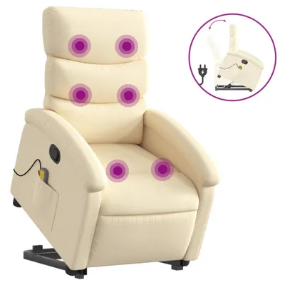 Produktbild von Massagesessel mit Aufstehhilfe Creme Stoff