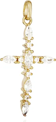 Produktbild von NKlaus Kettenanhänger Kreuz 333 Gelb Gold 8 Karat 27x16mm Kruzfix Zirkonia weiß Amulett 11982