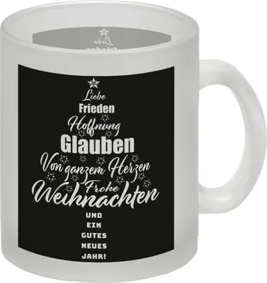 Produktbild von Frohe Weihnachten Glas Tasse mit Spruch Frohe Weihnachten und gutes neues Jahr
