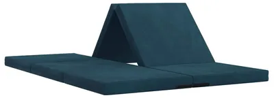 Image de vidaXL Canapé-lit pliable, dimensions 140 x 67 x 15 cm, couleur bleue