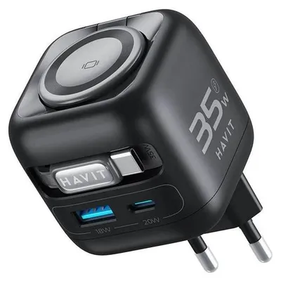 Produktbild von Havit UC250 A-EU, Drinnen, 20 V, Kabelloses Aufladen, 0,7 m, Schwarz