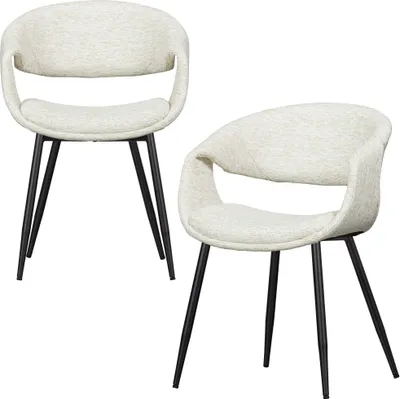 Produktbild von Woood Yossi 2Er-Set Esszimmerstühle Mit Metall Gestell Und Stoffbezug, 78X57x57 Cm, Schwarz/ Weiß