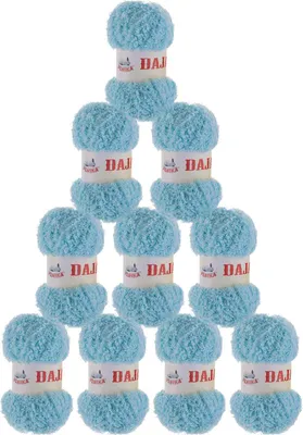 10 x 50g Kuschelgarn Daja Kuschelwolle Chenille-Strickgarn hellblau