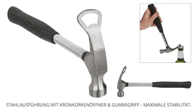 Produktbild von Stahl-Hammer mit Flaschenöffner Feierabendhammer