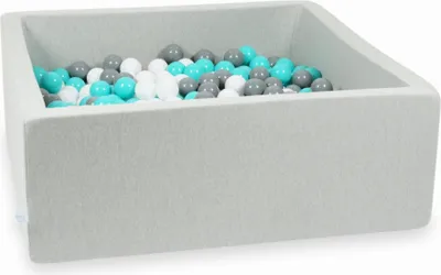 Immagine prodotto di Vasca asciutta grigio chiaro 110x110x40 con 600 palline: turchese, bianco, grigio