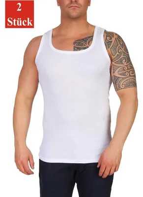 Produktbild von 2 Stück Herren Unterhemd Männer Unterwäsche Baumwolle; Weiß/3XL