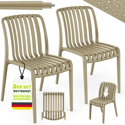 Produktbild von tillvex® Gartenstühle 2er Set Stapelbar Wetterfest | Outdoor Stühle bis 120kg belastbar | Gartenstühle Outdoor | Terrassenstuhl Gartenmöbel Balkon Garten Terrasse
