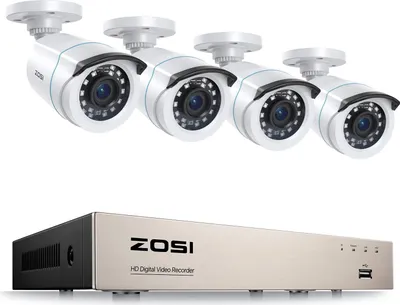 Produktbild von ZOSI 8CH H.265+ DVR Video Überwachungssystem mit 4 Außen 2.0MP Überwachungskamera Set ohne Festplatte, IR Nachtsicht, Bewegungsalarm