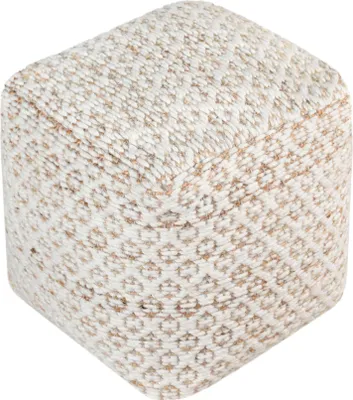 Immagine prodotto di Milani Home - pouf decorativo in lana e juta avorio, 40 x 40 x 40 cm, seduta e appoggio per soggiorno camera e ingresso