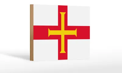 Produktbild von Holzschild Flagge Guernseys 18x12 cm Flag of Guernsey Dekoration