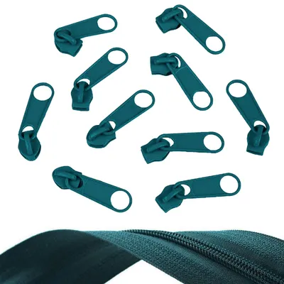 10 Reißverschluss Zipper für Endlosreißverschluss, 5mm, petrol