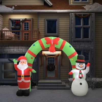 Produktbild von The Living Store Aufblasbarer Weihnachtsmann und Schneemann Deko Bogen LED 223cm