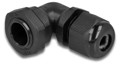 Imagen del producto de Conector para cable DE LOCK, ángulo de 90°, PG9, color negro, plástico, 1 unidad, PG9, 8 mm, IP68