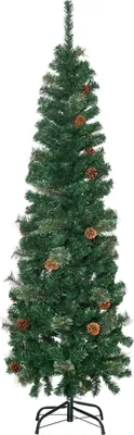 Produktbild von Künstlicher Weihnachtsbaum, schlank, Tannenzapfen, flammenhemmend, 46 x 165 cm, Grün