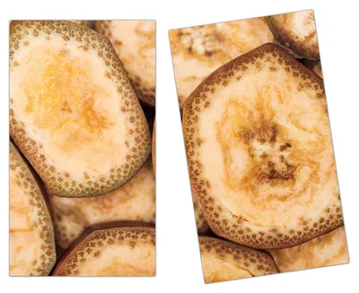 Produktbild von Spritzschutz Herdabdeckplatte Schneidebrett aus Glas Bananenschnitze 2-Teilig (60x52cm)