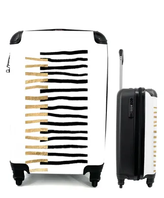 Obrázek produktu pro Kufr Příruční zavazadlo na kolečkách Malý cestovní kufr na 4 kolečkách Line - Gold - Design - Velikost kabiny < 55x40x23 cm a 55x40x20 cm - Fotobrašna