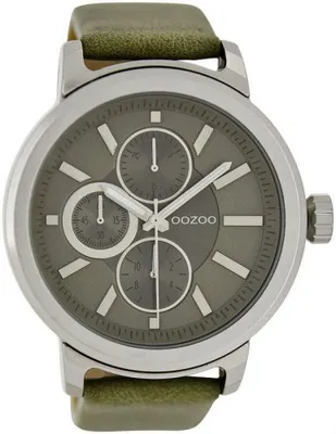 Image de Montre Oozoo vert cuir Timepieces hommes montre à quartz analogique UOC6066A