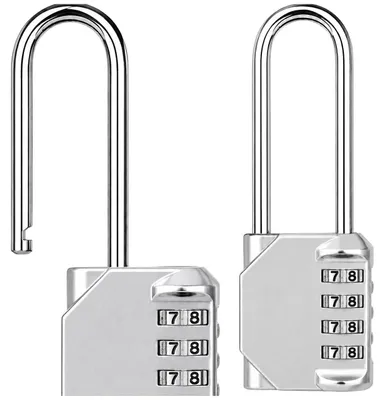 Zdjęcie produktu dla Zamek szyfrowy 116 mm, metalowy, wytrzymały, w kolorze srebrnym