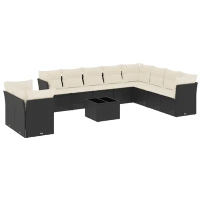 Immagine prodotto di vidaXL Set di divani da giardino da 11 pezzi con cuscini in polirattan nero