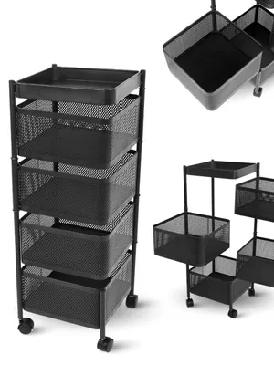 Zdjęcie produktu dla Wózek na kółkach z 4 półkami, idealny do kuchni i domu