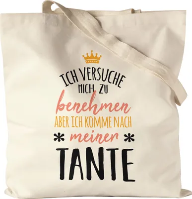 Produktbild von Ich Komme Nach Meiner Tante Kein Benehmen Jutebeutel Stoffbeutel Canvas Lustig Geschenkidee Geschwister Geburtstag Nichte Neffe