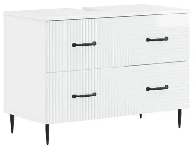 Image de vidaXL Meuble sous-lavabo HAARLEM, blanc brillant, 82 x 41 x 58,5 cm