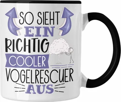Produktbild von Trendation - Vogelrescuer Tasse So Sieht Ein Richtig Cooler Vogelrescuer Aus Geschenk Lustiger Spruch Geschenkidee (Schwarz)