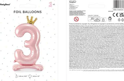 Image de Ballon de baudruche "3" en rose vif - parfait pour les anniversaires ! Hauteur 84 cm. Créez des moments inoubliables avec nos ballons de baudruche !