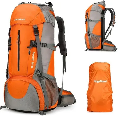 Imagen del producto de Mochila de senderismo de 70 litros con funda impermeable, mochila de viaje ligera, mochila de camping impermeable