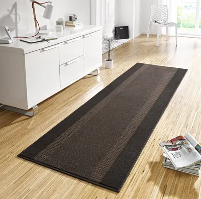 Teppichläufer 80x200 cm, kurzflorig, modern, braun